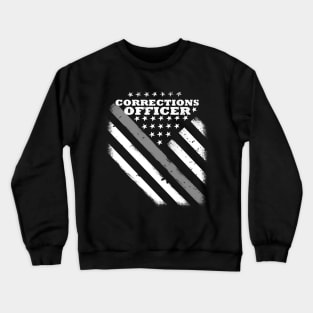 Corrections Officer Flag - Thin Silver Line American Flag Crewneck Sweatshirt